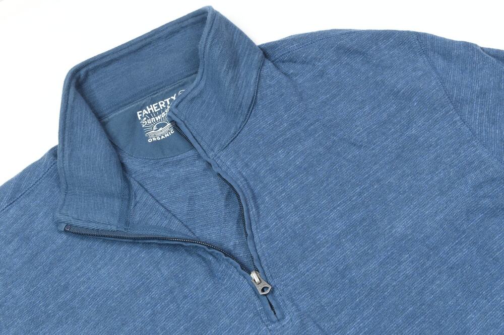 Faherty SunWashed 1/4 Zip Pullover Mens XL Blue Long Sleeve Cotton Classic Fit